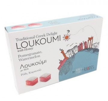Loukoumi granaatappel   watermeloen 250 gr 3 euro