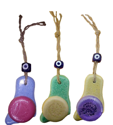 Puinsteen voetjes met zeep